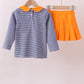 Premium Orange Clemson stripe football embroidery skorts set