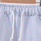 Premium Blue&white stripe drawstring shorts