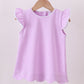 Purple flutter sleeve scalloped top