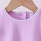 Purple flutter sleeve scalloped top