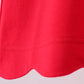 Red flutter sleeve scalloped top