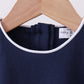 Navy flutter sleeve scalloped top