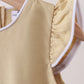 Khaki flutter sleeve scalloped top