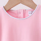 Pink flutter sleeve scalloped top
