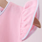 Pink flutter sleeve scalloped top