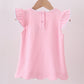 Pink flutter sleeve scalloped top