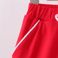 Red scallop hem bow skort