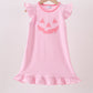 Pink stripe Smirk face applique dress