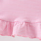 Pink stripe Smirk face applique dress