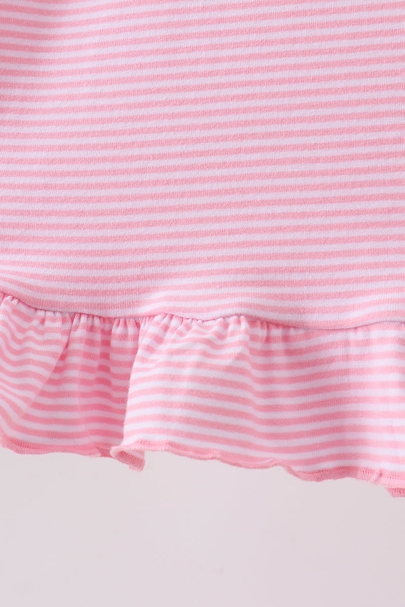 Pink stripe Smirk face applique dress