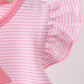 Pink stripe Smirk face applique dress