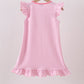 Pink stripe Smirk face applique dress