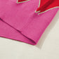 Rose Glitter Trim Rhombus Pattern Knit Sweater Vest