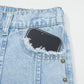 Beau Blue Studded Side Slit Leg Frayed Pocketed Wide Leg Jeans