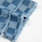 Sky Blue Frayed Hem Checkered Denim Mini Dress