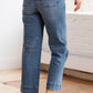 Sail Blue Exposed Stitching Straight Jeans