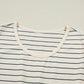 Beige Stripe Drawstring Tunic Tank Mini Dress with Pockets