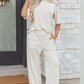 Khaki Checkered Print Half Sleeve Tee 2pcs Lounge Pant Set
