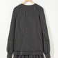 Dark Grey Corded Lantern Sleeve Top High Waist Ruffled Mini Skort Set