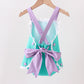 Green ribbon ruffle bow bubble