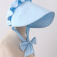 Blue ruffle bow bonnet