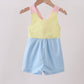 Yellow & blue ruffle bow bubble