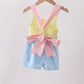 Yellow & blue ruffle bow bubble