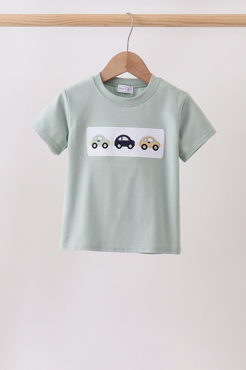 Green vehicle embroidery top
