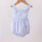 Blue stripe seersucker lemon embroidery ruffle bubble