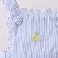 Blue stripe seersucker lemon embroidery ruffle bubble