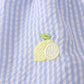 Blue stripe seersucker lemon embroidery ruffle bubble
