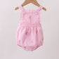 Pink stripe seersucker flamingo embroidery ruffle bubble