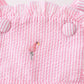 Pink stripe seersucker flamingo embroidery ruffle bubble