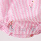 Pink stripe seersucker flamingo embroidery ruffle bubble