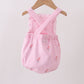 Pink stripe seersucker flamingo embroidery ruffle bubble