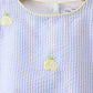 Blue stripe seersucker lemon embroidery scalloped bloomer set