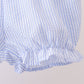 Blue stripe seersucker lemon embroidery scalloped bloomer set