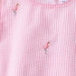 Pink stripe seersucker flamingo embroidery scalloped bloomer set