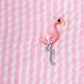 Pink stripe seersucker flamingo embroidery scalloped bloomer set