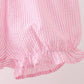 Pink stripe seersucker flamingo embroidery scalloped bloomer set