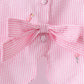 Pink stripe seersucker flamingo embroidery scalloped bloomer set
