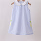 Blue stripe seersucker lemon applique dress