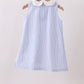 Blue stripe seersucker lemon applique dress
