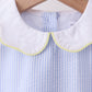 Blue stripe seersucker lemon applique dress