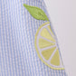 Blue stripe seersucker lemon applique dress