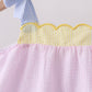 Pink stripe seersucker bow ruffle shorts set