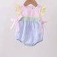 Pink&blue seersucker ruffle bubble