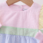 Pink&blue seersucker ruffle bubble