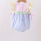 Pink&blue seersucker ruffle bubble