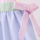 Pink&blue seersucker ruffle dress